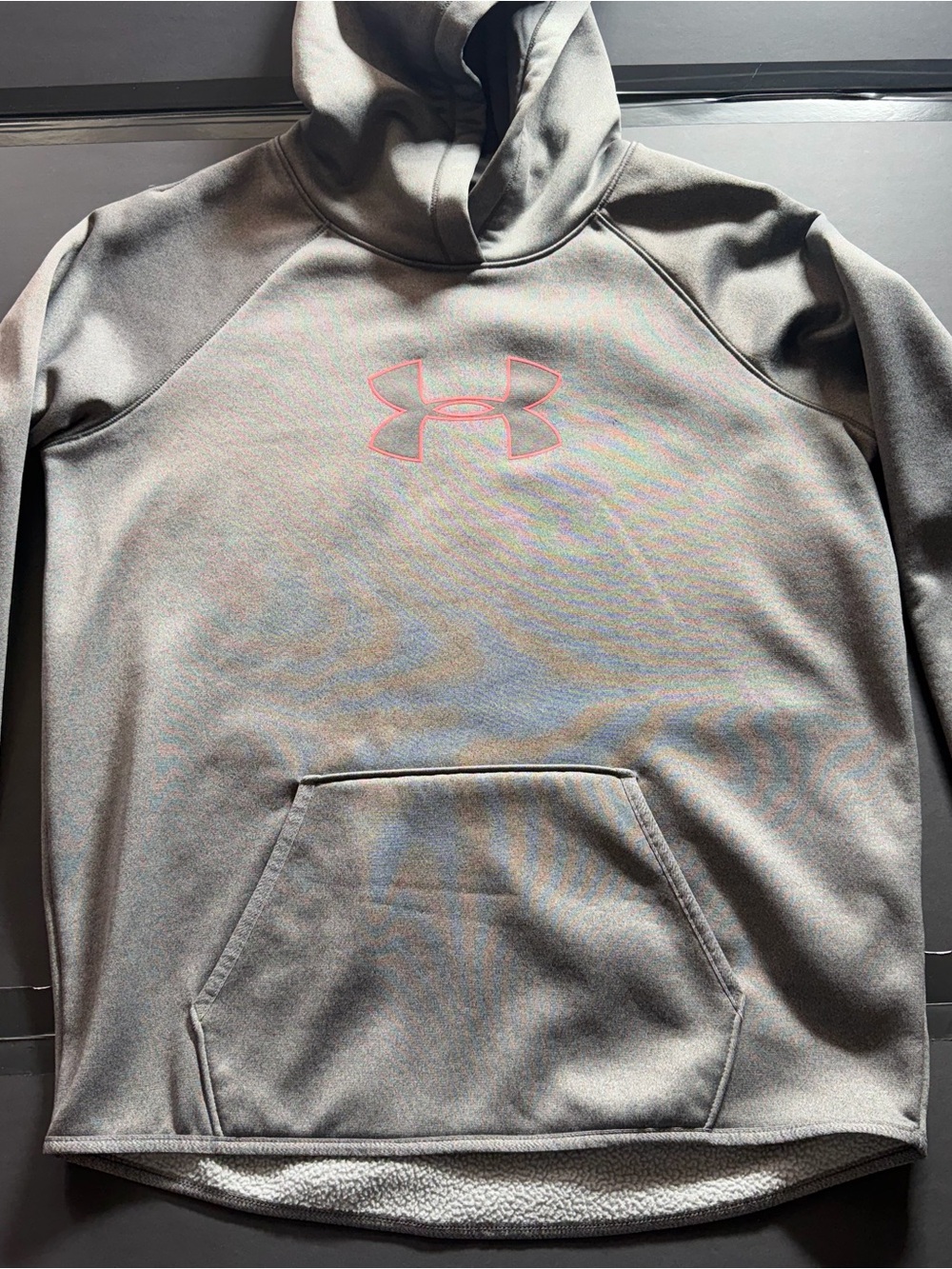 Under Armour ColdGear Hoodie womans Medium Gray Fleece Lined Pullover Loose Fit